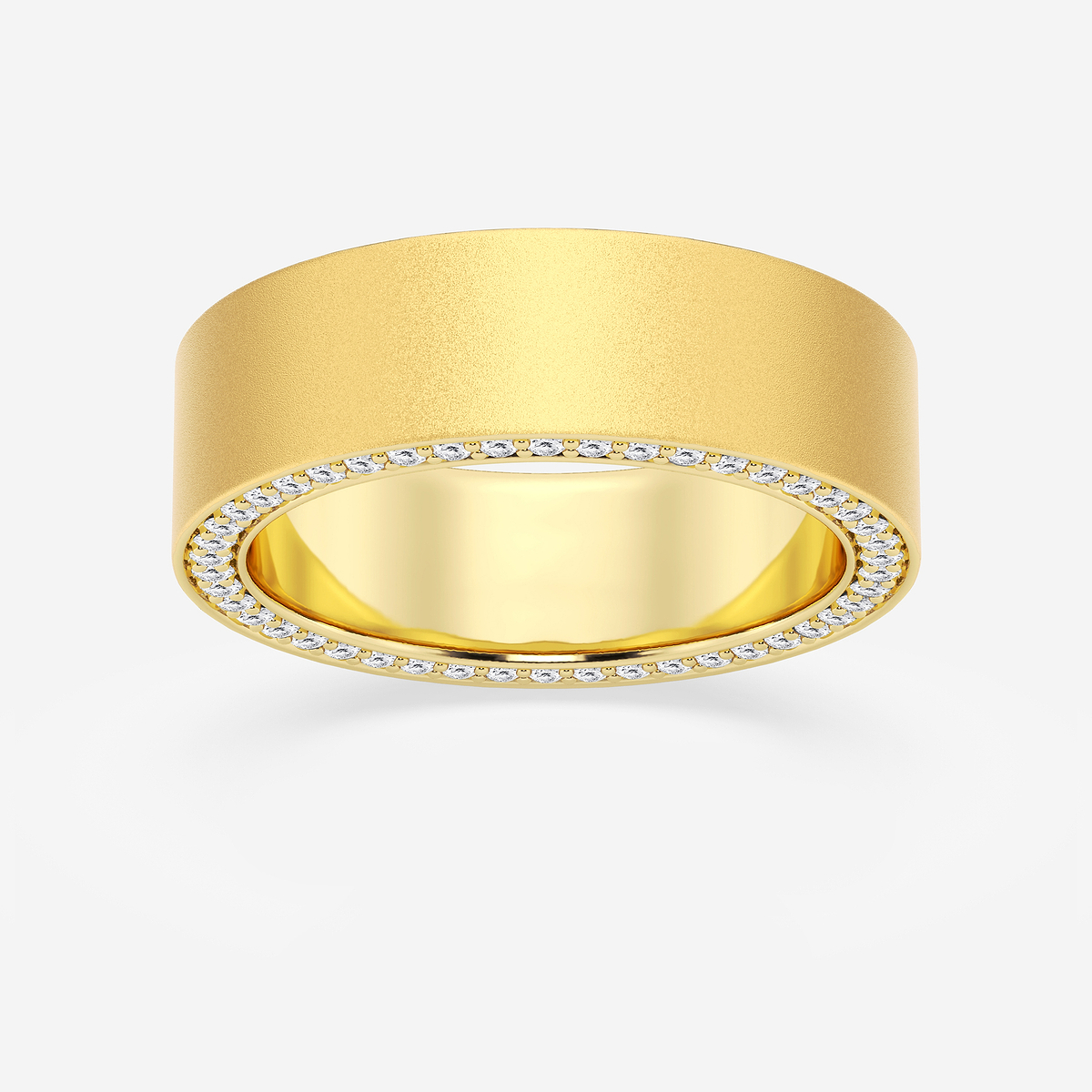 7/8 ctw Round Lab Grown Diamond 7mm Sandblast Finish Flat Eternity Band
